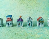 Medium miniature houses tiny ceramic house pottery village terrarium garden decor fairy house hostess gift aquarium fish decor
