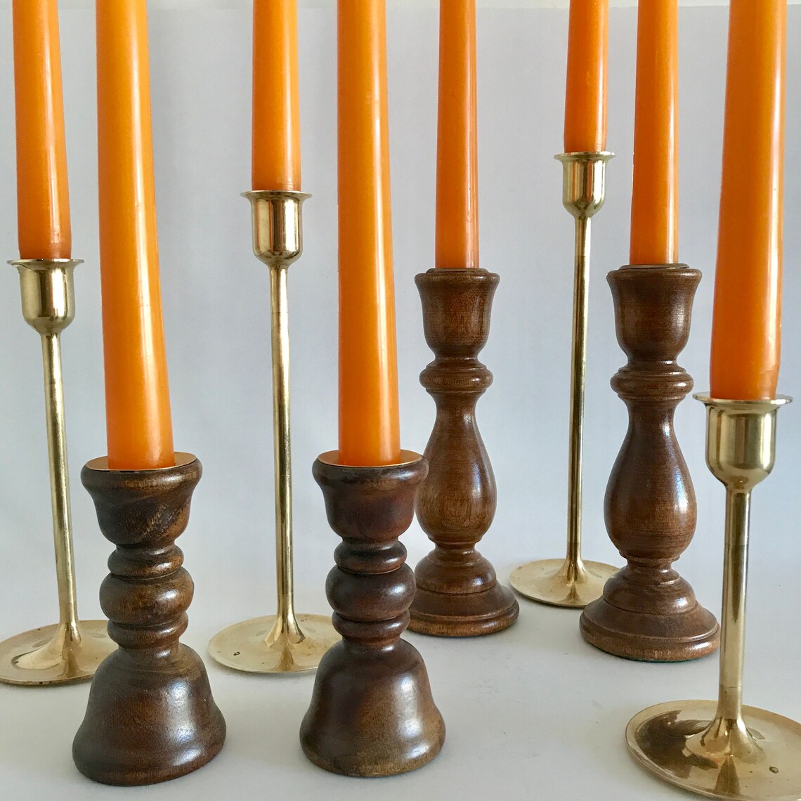 Vintage Wood Turned Candlestick Holders Set of 2 Wood Etsy