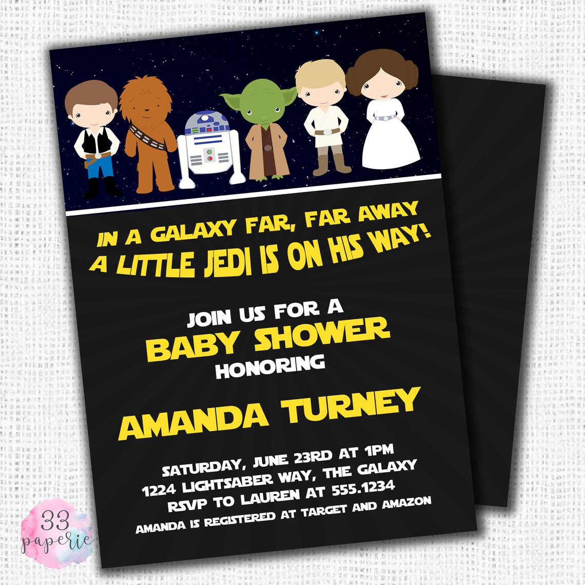 Star Wars Baby Shower Invitation DIGITAL OR PRINTED Etsy