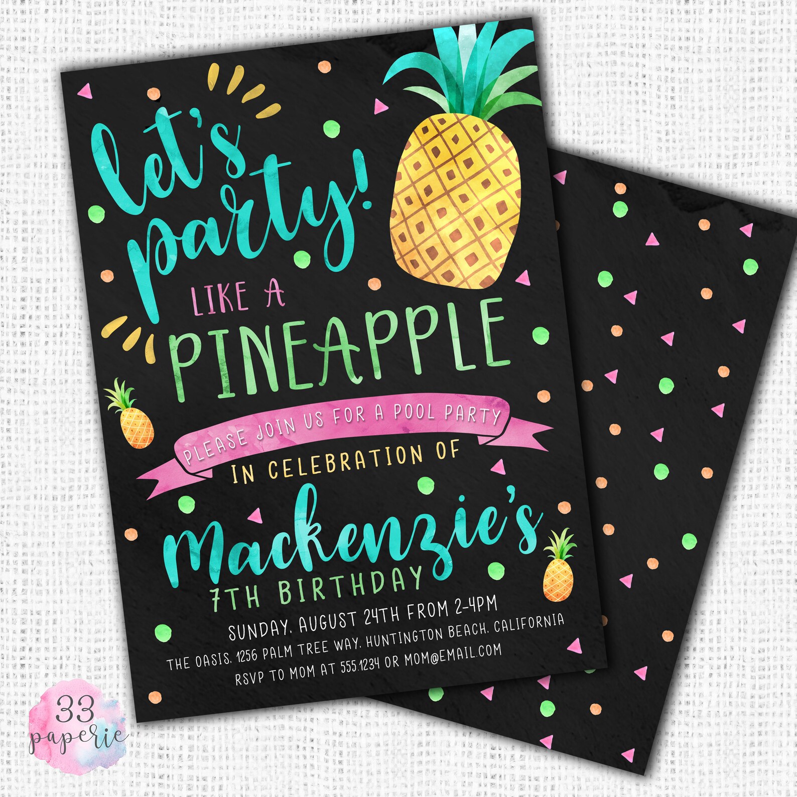 Pineapple Invitation DIGITAL OR PRINTED | Etsy