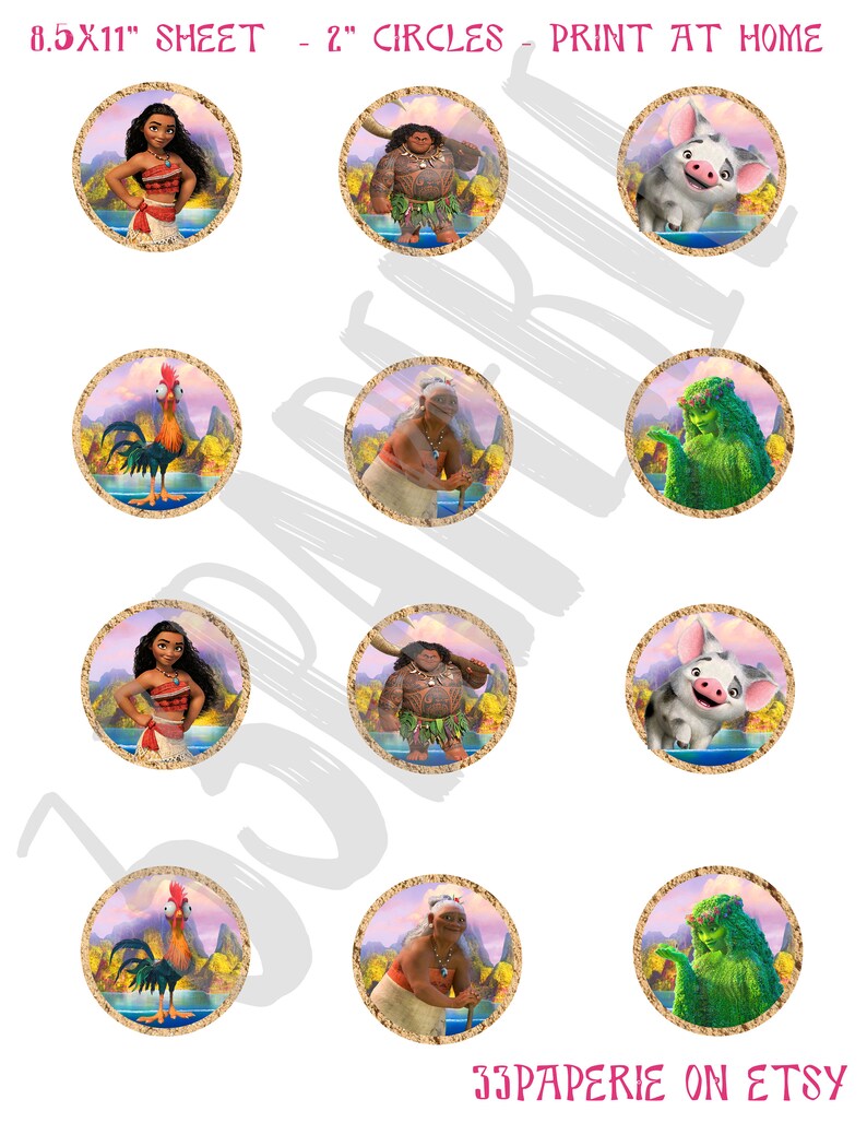 Printable Moana Cupcake Toppers | Etsy