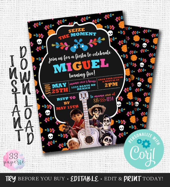 pics Coco Invitation Template etsy