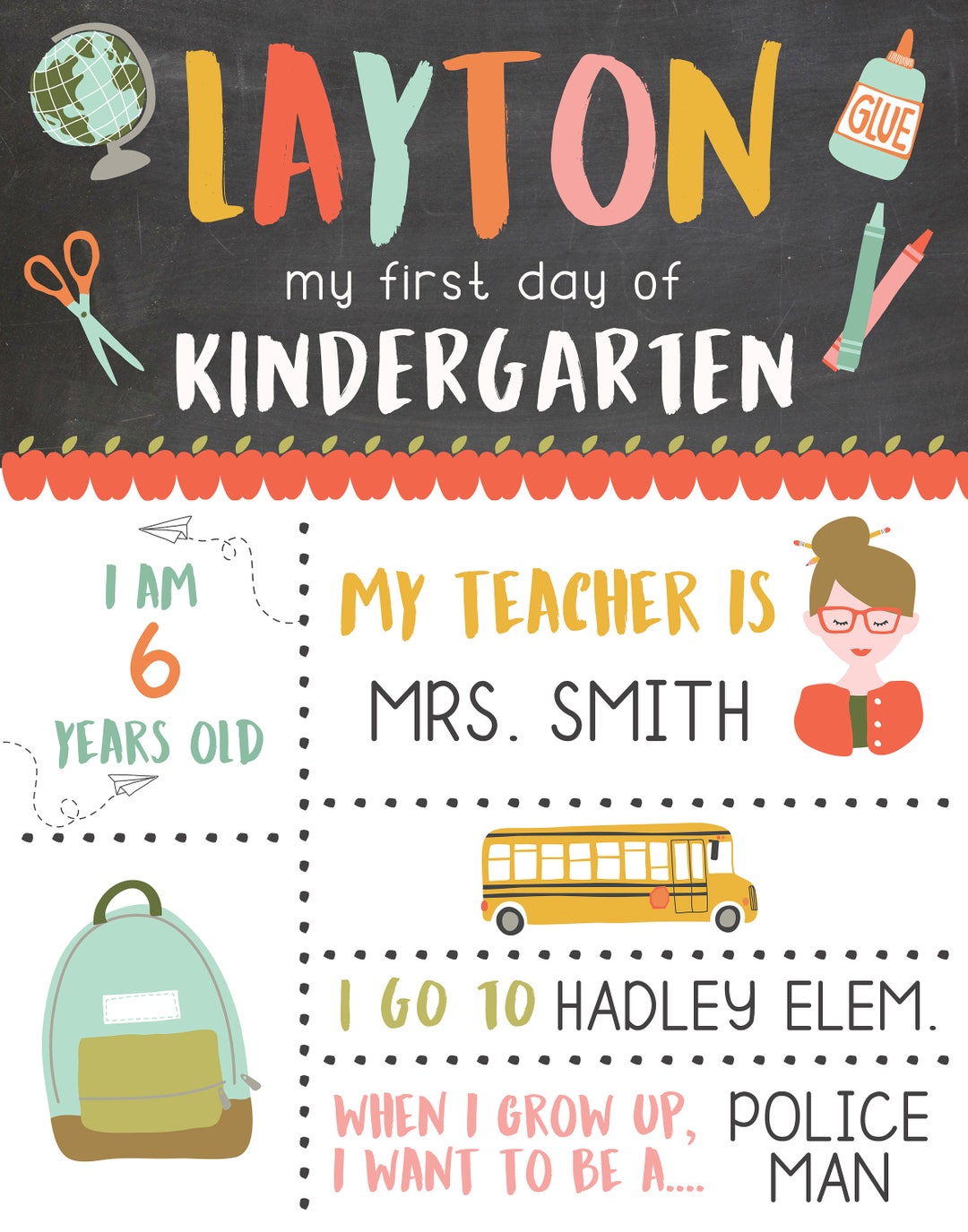 First Day of School Board Boys & Girls Etsy