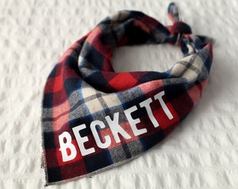 Personalized Plaid Dog Bandana - Sam // Dog bandana // Personalized Bandana // Pet Bandana // Flannel Dog Bandana // Winter Dog Bandana