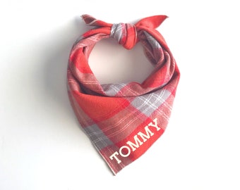 Personalized Plaid Dog Bandana - Tommy // Pet Bandana // Flannel Dog Bandana // Dog Bandana // Winter Bandana // Pet Scarf // Bandanna