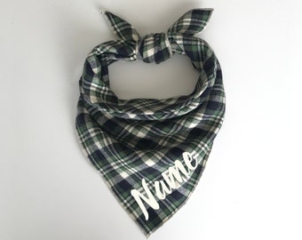 Personalized Plaid Dog Bandana - Flint // Pet Bandana // Flannel Dog Bandana // Dog Bandana // Fall Bandana // Pet Scarf