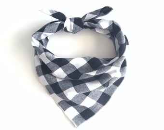 Plaid Dog Bandana - Wynter // Non-personalized White Buffalo Plaid // Christmas Dog bandana // Pet Scarf // Flannel Dog Bandana