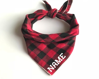 Personalized Plaid Dog Bandana - Cameron // Buffalo Plaid // Pet Bandana // Flannel Dog Bandana // Dog Bandana // Winter Bandana