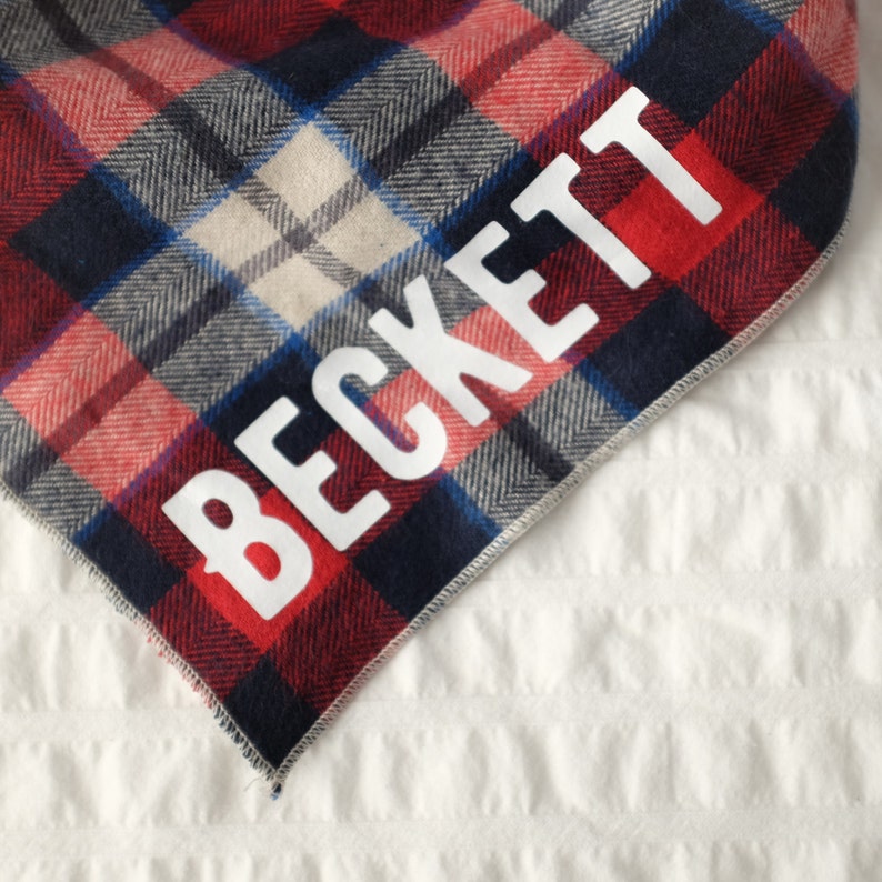 Personalized Plaid Dog Bandana Sam // Dog bandana // Personalized Bandana // Pet Bandana // Flannel Dog Bandana // Winter Dog Bandana image 3