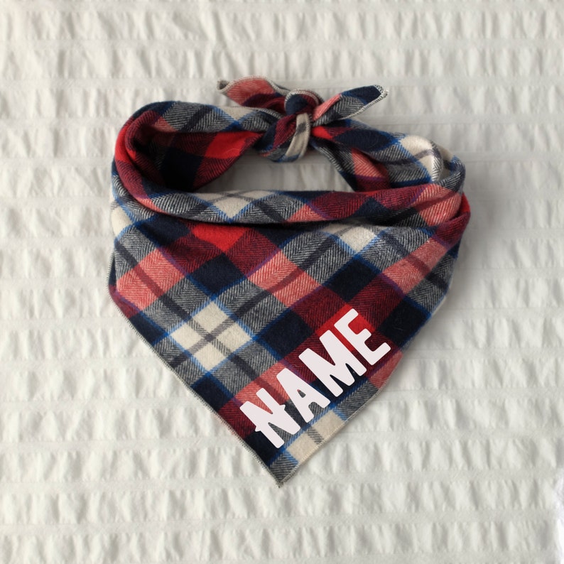 Personalized Plaid Dog Bandana Sam // Dog bandana // Personalized Bandana // Pet Bandana // Flannel Dog Bandana // Winter Dog Bandana image 4