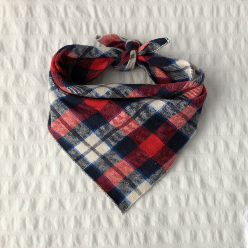 Personalized Plaid Dog Bandana Sam // Dog bandana // Personalized Bandana // Pet Bandana // Flannel Dog Bandana // Winter Dog Bandana image 2