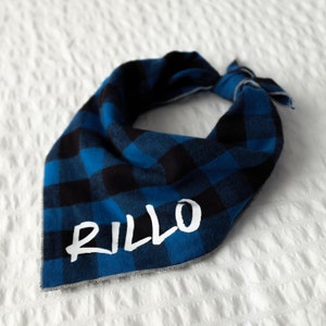 Personalized Plaid Dog Bandana - Russell // Dog bandana // Personalized Bandana // Pet Bandana // Flannel Dog Bandana // Winter Dog Bandana