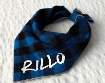 Personalized Plaid Dog Bandana - Russell // Dog bandana // Personalized Bandana // Pet Bandana // Flannel Dog Bandana // Winter Dog Bandana