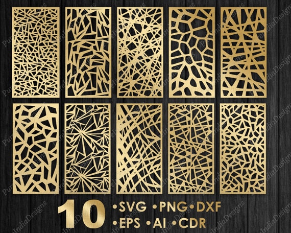 10 Decorative Panels Bundle, Abstract Mosaic , room divider, cnc files , fence privacy screen, SVG, EPS, DXF,  template Cnc, router Cutting