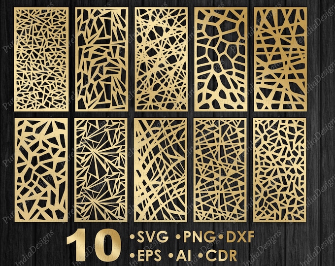 10 Decorative Panels Bundle, Abstract Mosaic , Room Divider, Cnc Files ...