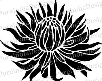 Protea Flower Stencil, Laser Cut Design (SVG, DXF, EPS)