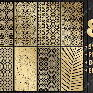 8 Pcs bundle partitions ,room divider ,files vector panel, fence privacy screen, SVG, EPS, DXF, lasercut template Cnc, router Cutting