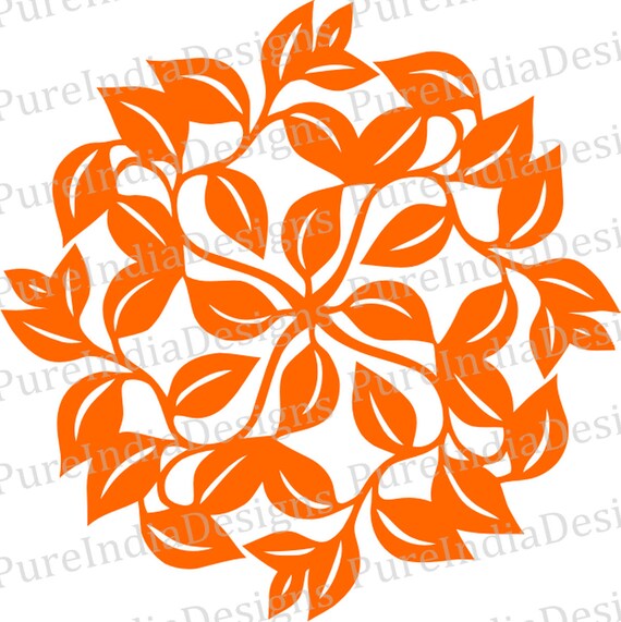 Download Leaf Circle Design Svg Round Leafs Vector Dxf Svg Eps Digital Cutting File Laser Cut Coaster