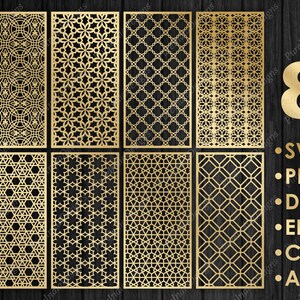 8 Decorative Panels Bundle, room divider,Tropical cnc files vector panel, fence privacy screen, SVG, EPS, DXF,  template Cnc, router Cutting