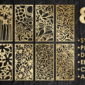 8 Pcs bundle partitions ,room divider ,files vector panel, fence privacy screen, SVG, EPS, DXF, lasercut template Cnc, router Cutting