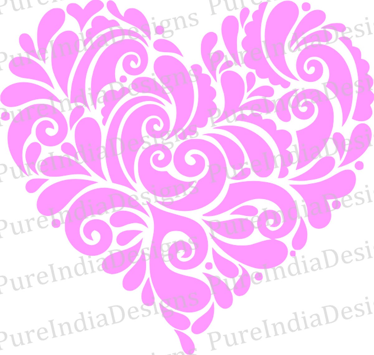 Swirly Heart Stencil SVG DXF EPS paper cut heart Digital Etsy