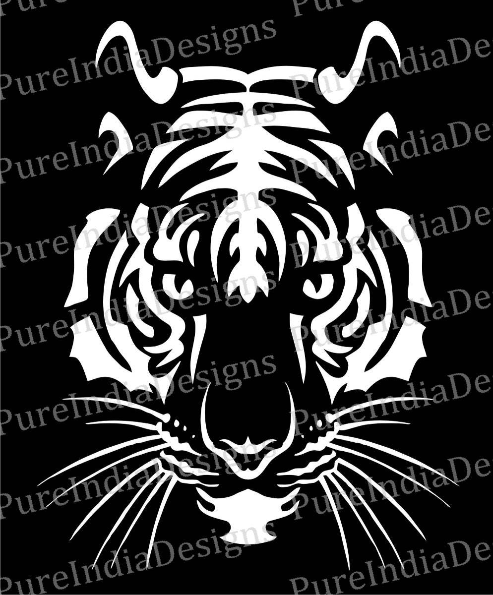 Tiger Face Stencilvector Art Cricut Silhouette Cameo - Etsy