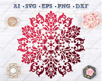 マンダラステンシル SVG、レーザーカットデザイン（デジタルファイル）