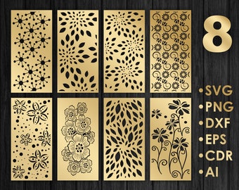 8 archivos cortados con láser para biombos florales, divisores de ambientes CNC (svg, eps, dxf)