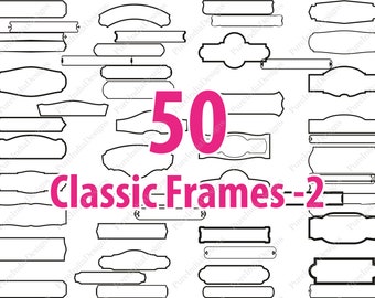 50 marcos clásicos SVG, marcos vectoriales decorativos (descarga digital)