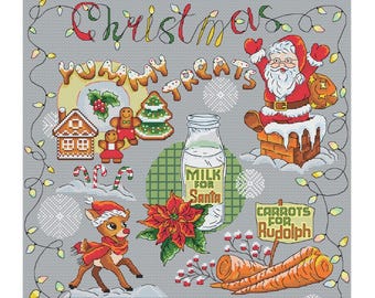 Christmas Eve Santa Treat Board Cross Stitch Pattern | Holiday Stitching (PDF Chart)