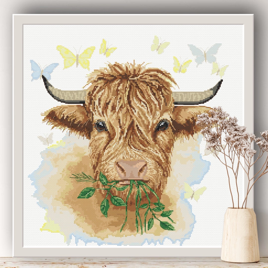 Scottish Highland Cow Cattle Cross Stitch Pattern Design PDF File ...