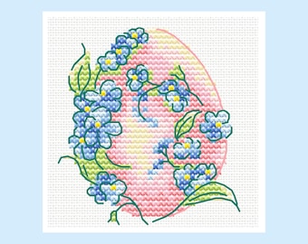 Easter Egg Forget-me-not flowers Cross Stitch Pattern (PDF Pattern)