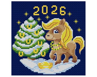 Chinese New Year of the Horse 2026 – Cross Stitch Pattern Chart PDF file digital download