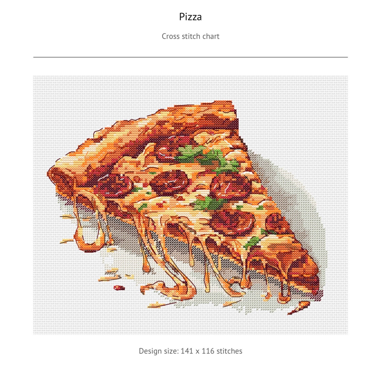 Pepperoni Pattern Pepperoni Pizza Slice Cross Stitch Pattern (PDF Download) - Etsy