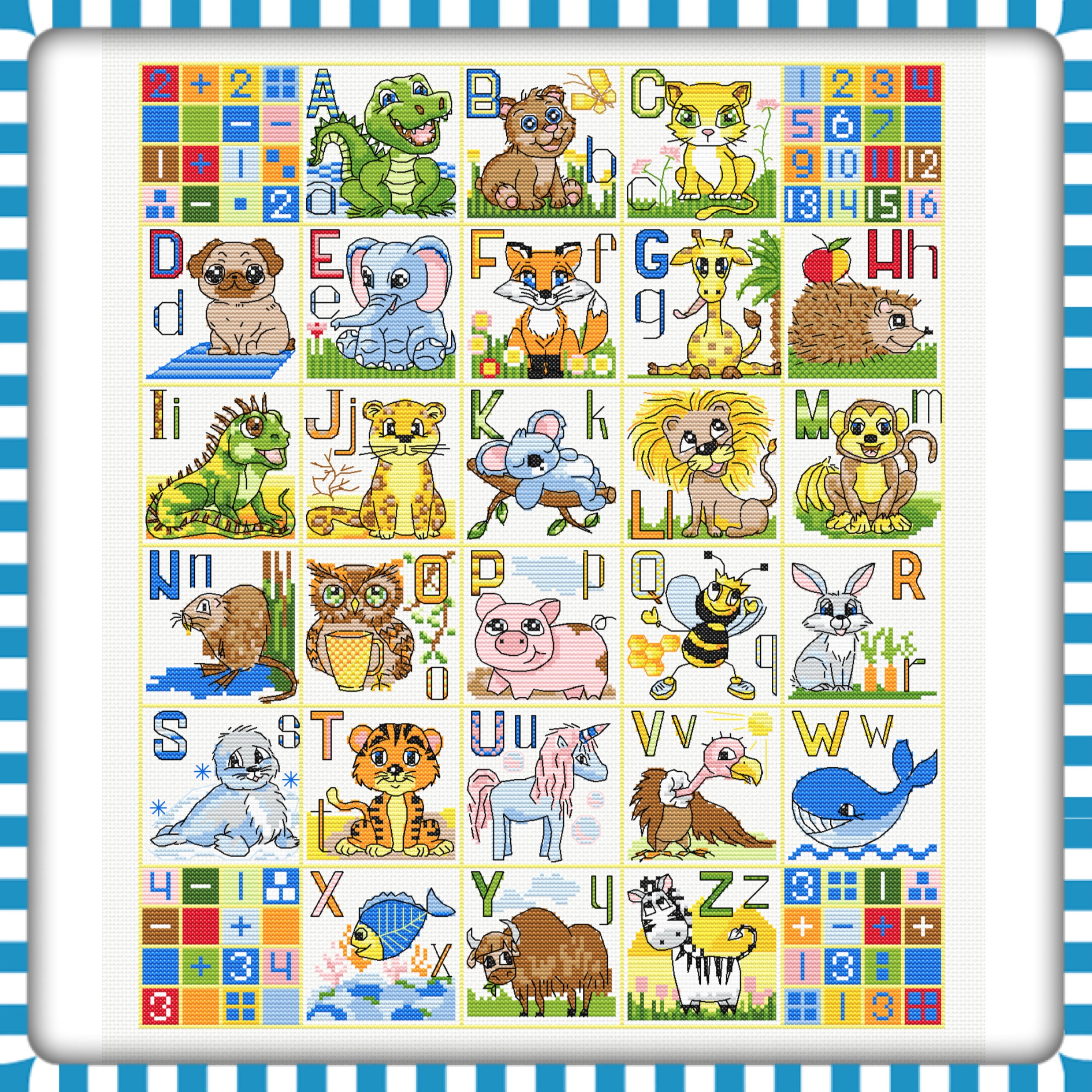 Animal Alphabet Cross Stitch Pattern: Colorful A-Z Design (PDF) - Etsy