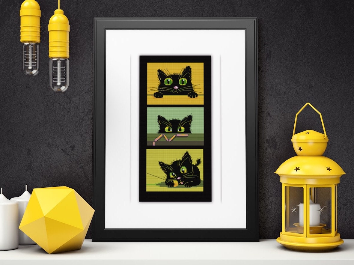 Double Trouble Little Kitten. Cross stitch pattern design  PDF file. Digital art download.