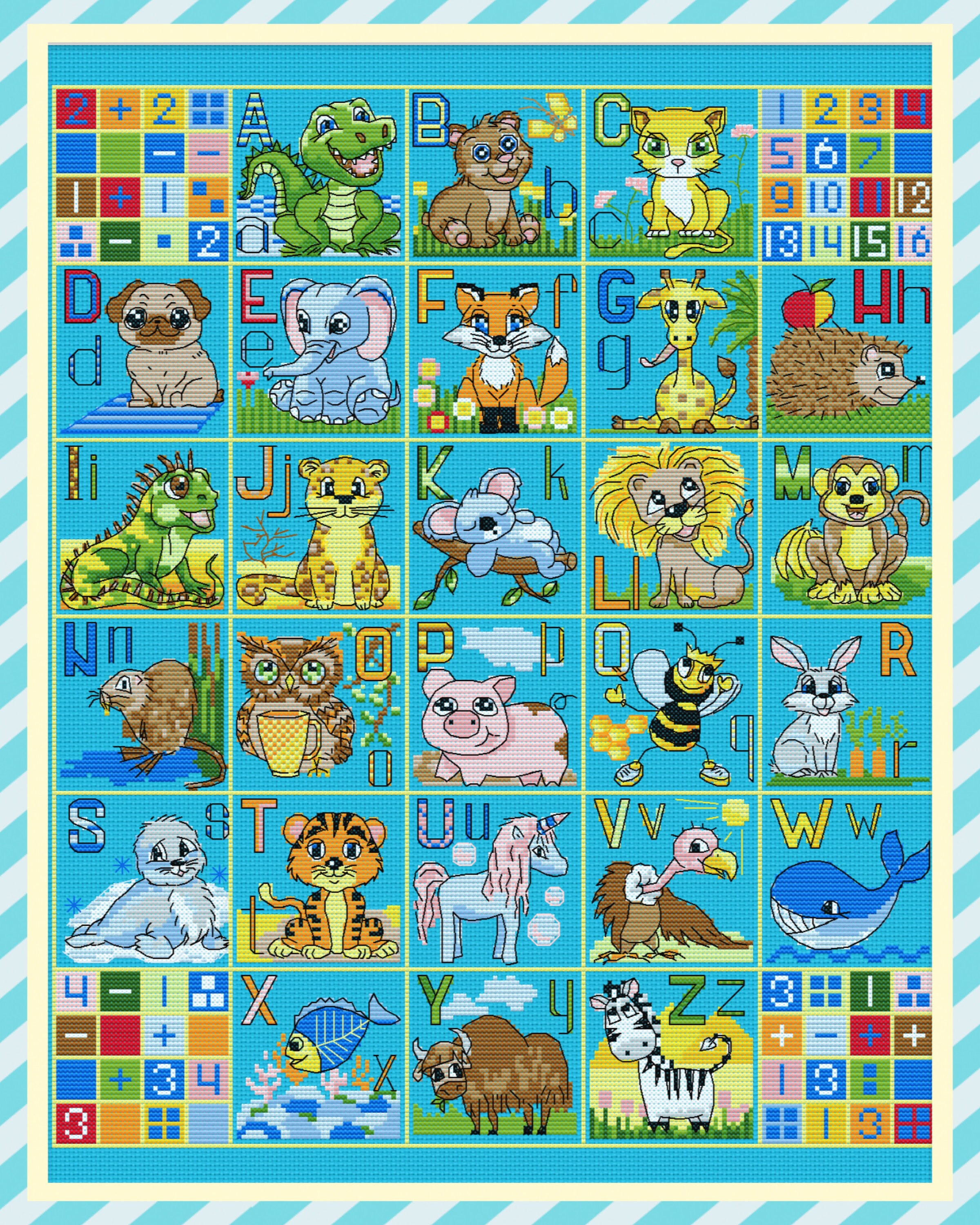 Animal Alphabet Cross Stitch Pattern: Colorful A-Z Design (PDF) - Etsy