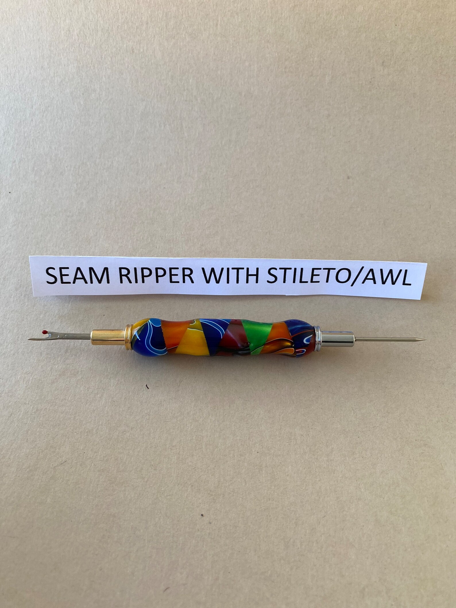 Multicolor Seam Rippers, Seam Ripper on One End and a Stiletto on the