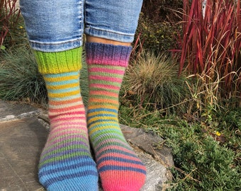 Hand knitted socks, Wool socks, Winter socks, Warm socks, Striped socks, Stripy socks, Handmade socks, Women socks, Boot socks