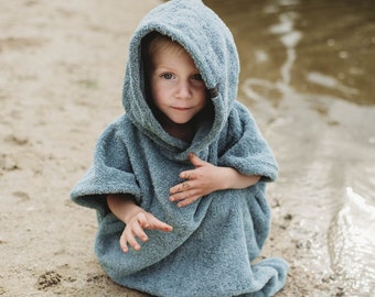 Hooded Beach Poncho in 5 colours - Organic Cotton Terry | Baby Girl Boy Toddler Beach Towel | Holiday with Kids | Organic baby kids clothes