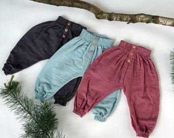 Organic Double Gauze Turkish Baby Pants: Summer Muslin Trousers