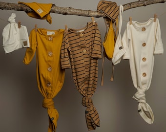 Sacco nanna per neonati annodato in cotone biologico: bottoni di ulivo