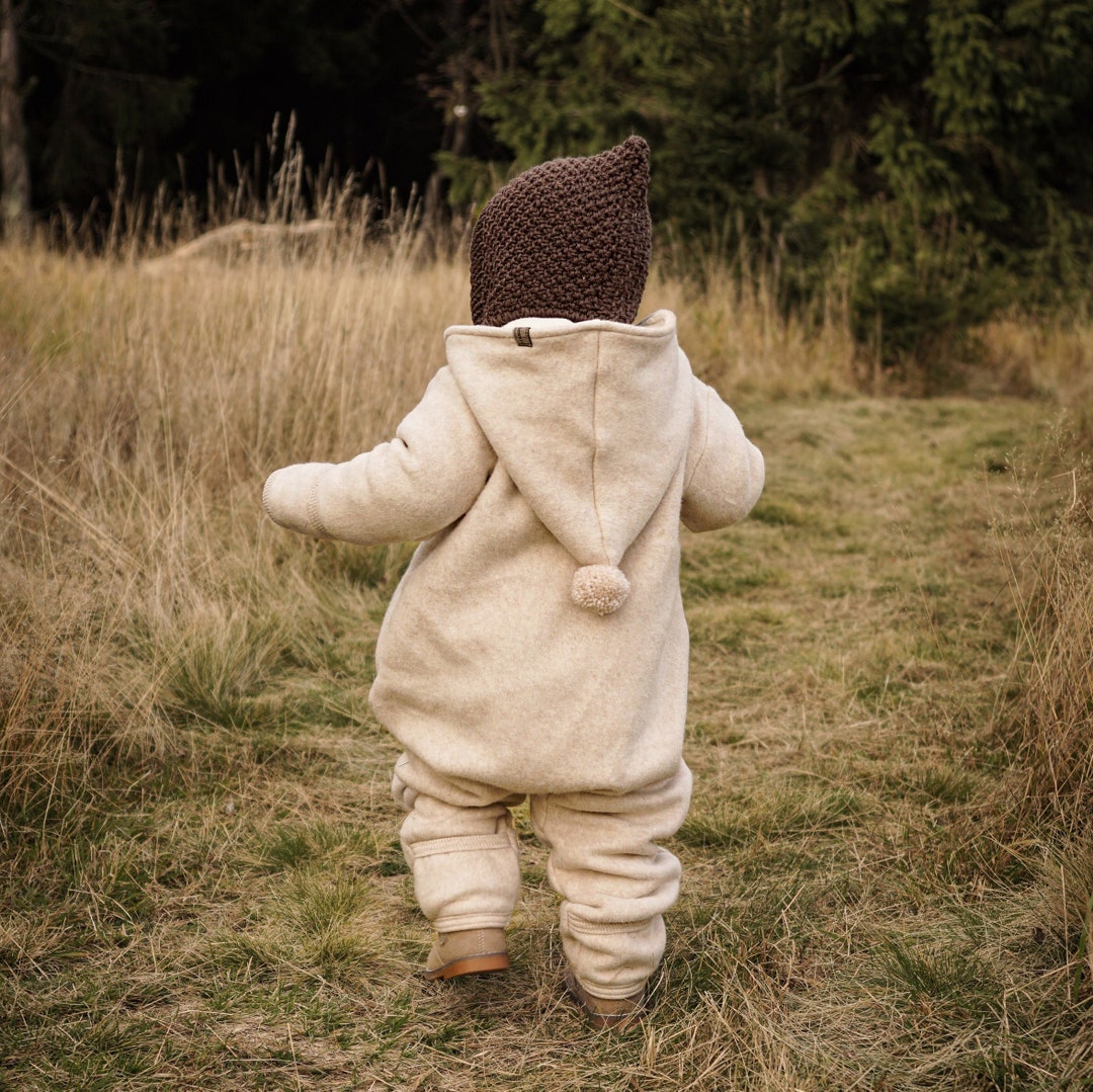 Organic Fleece Winter Overall With Pompom 100% Cotton 5 - Etsy