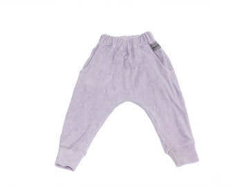 Organic Terry Harem Joggers in Lilac  | Toddler Baby Girl Pants | Kids Joggers | Kids Sweat pants | Organic baby toddler kids clothes