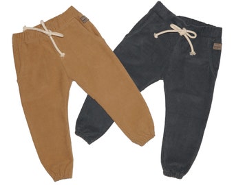 Calças de moletom para bebês em veludo cotelê orgânico: calças harém macias