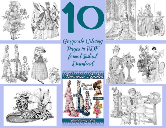 Download Coloring Book Victorian Ladies Fun Fashion Coloring Pages Etsy