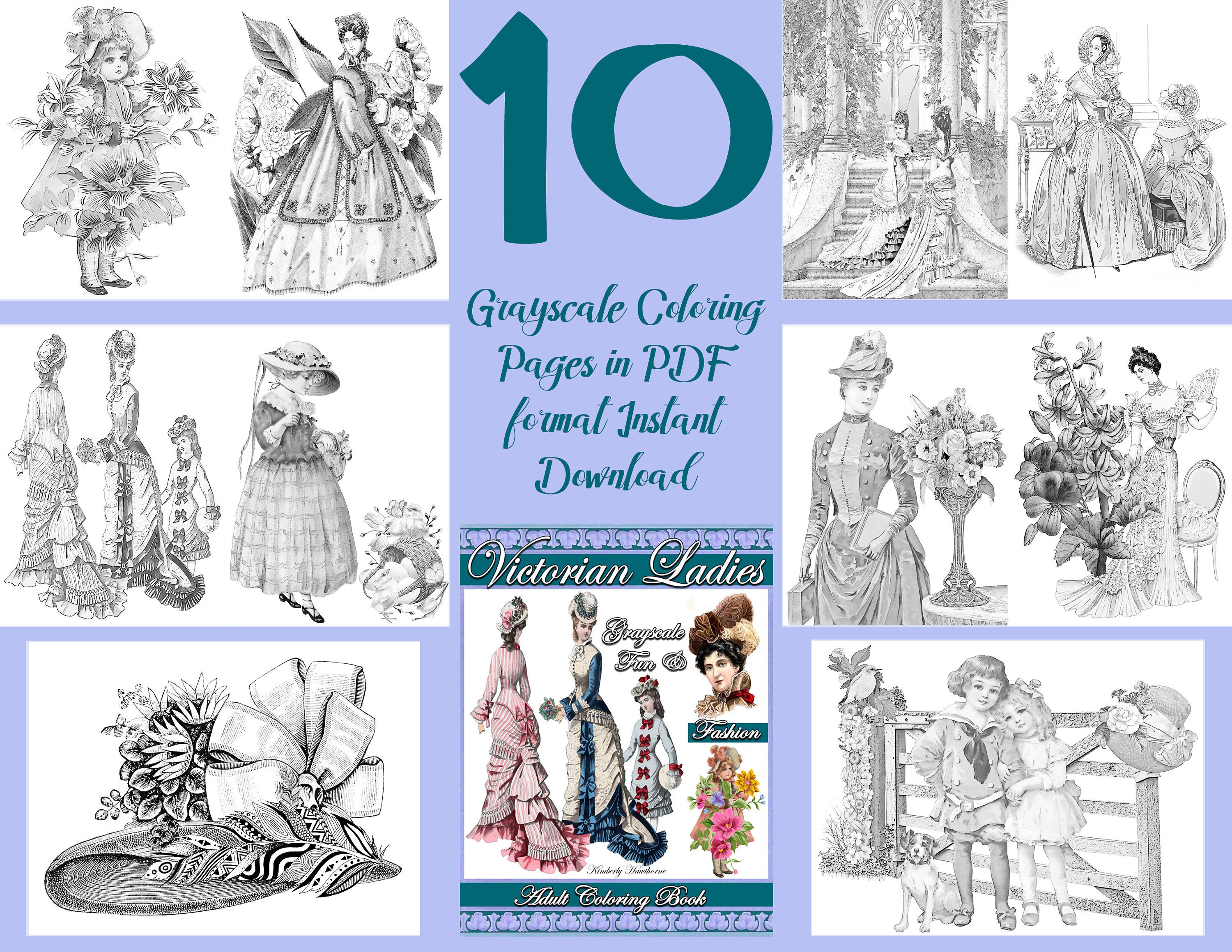 Download Coloring Book Victorian Ladies Fun Fashion Coloring Pages Etsy