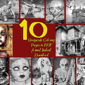 Download Coloring Book Creepy Halloween Horror Coloring Pages For Etsy