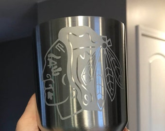 30oz Yeti Chicago Blackhawks Engraved Stainless Steel Thermos Rambler Tumbler Bulk Personalized Gift