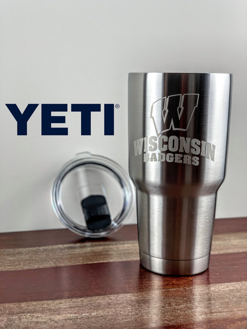 30oz Yeti Wisconsin Badgers Engraved Stainless Steel Thermos Etsy